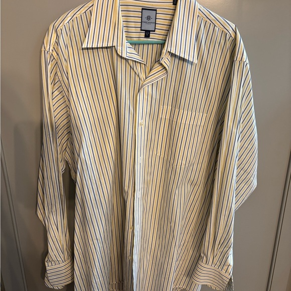 Tommy Hilfiger Men's yellow and Blue Striped Shirt collegiate fit XL - Picture 1 of 4